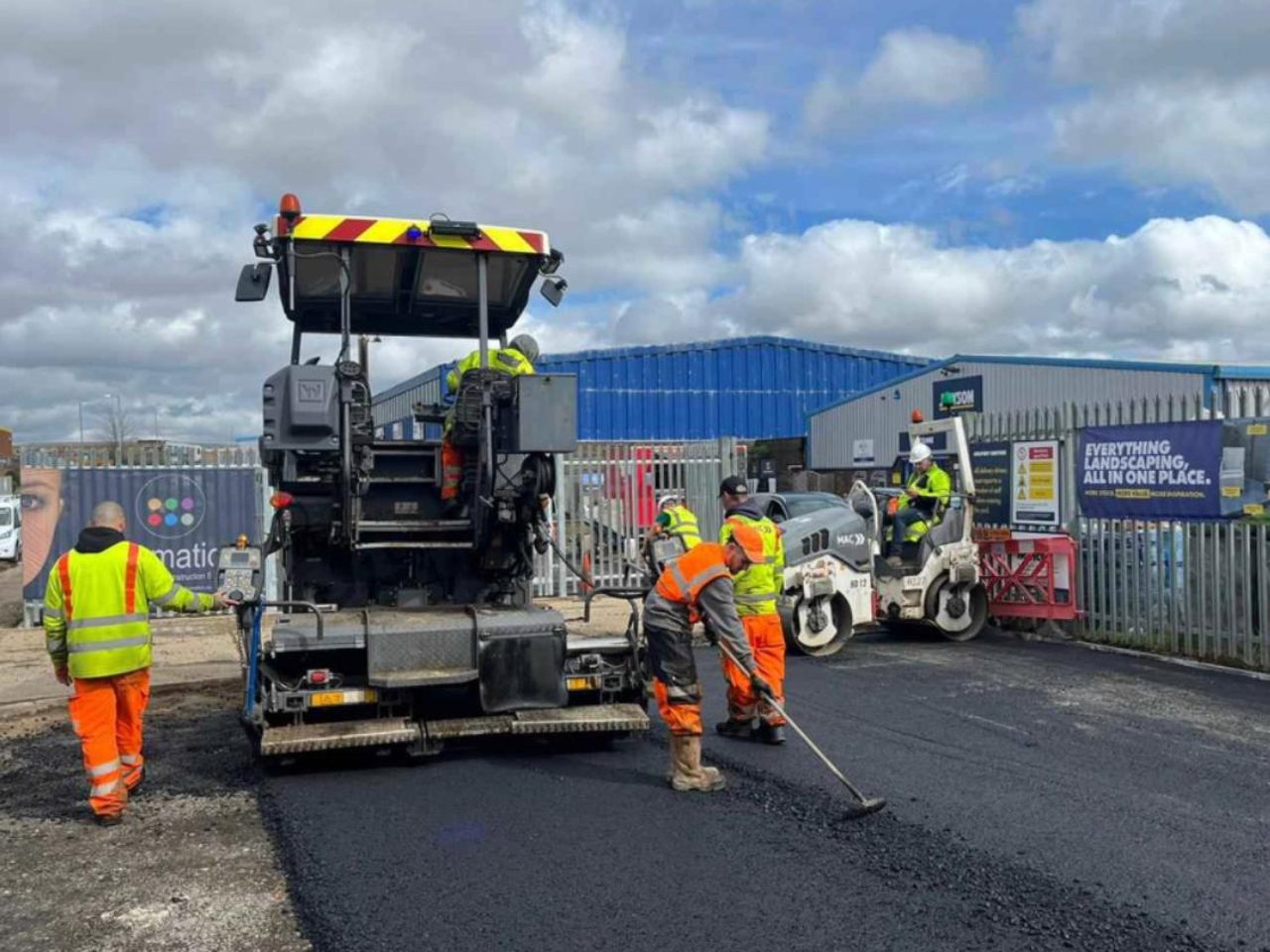 A commercial tarmac surface being laid by our team